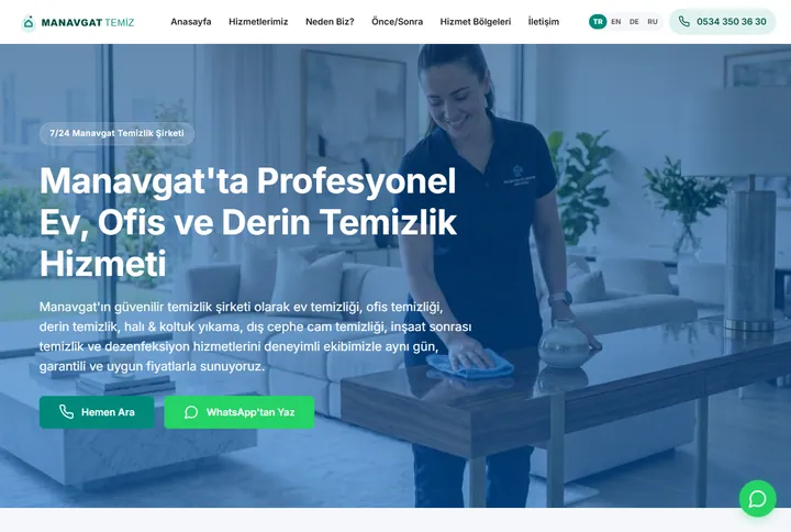 Manavgat Ev Temizlik sitesinin gerçek ekran görüntüsü